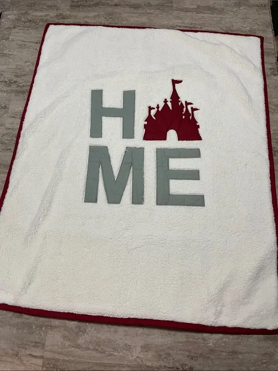 Disney Plush HOME Castle blanket - White & Rust NWOT