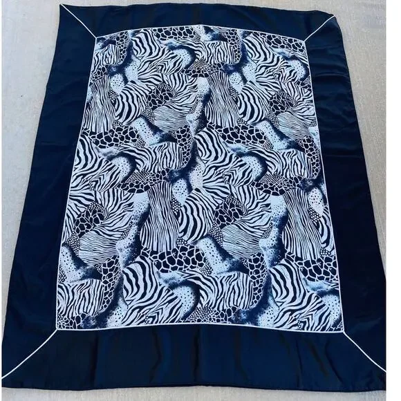 Dennis Basso Cover Blanket Black White Animal Print Giraffe Zebra Tapestry Heavy