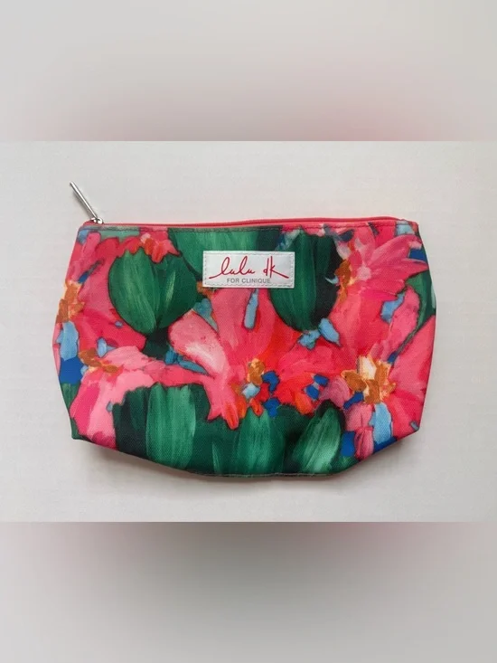 Clinique x Lulu DK Autumn 2015 Limited Edition Cosmetic Bag Floral Pink Green