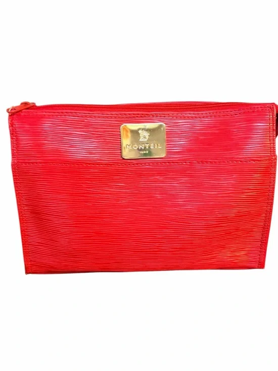 Monteil Paris Red Epi Embossed Makeup Bag Wristlet