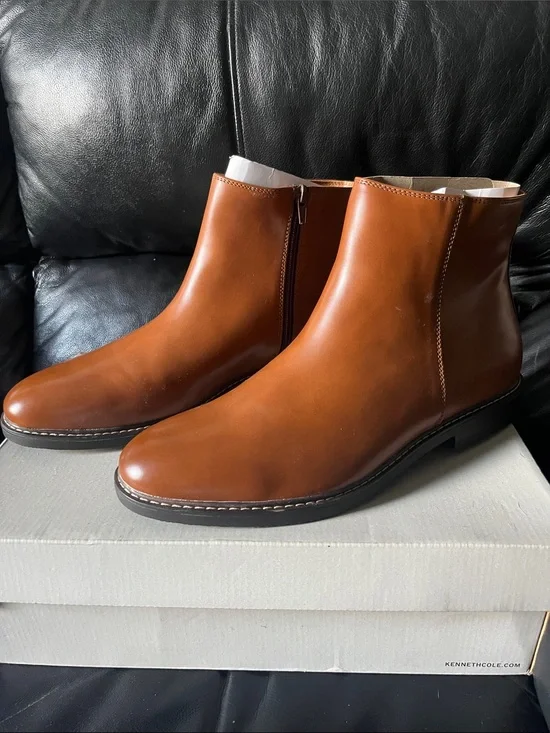 Kenneth Cole Men’s Cognac  Chukka Zip Boots