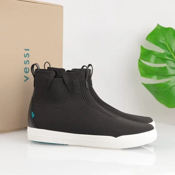 Vessi Mens Weekend Chelsea Boots Size 12 Black Waterproof Pull On Sneakers Shoes
