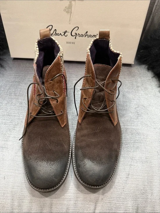 Robert Graham Brown Suede & Leather Chukka Boots