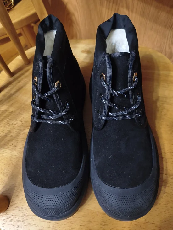 Men's Black Suede Elastic Lace Closure Casual Boots