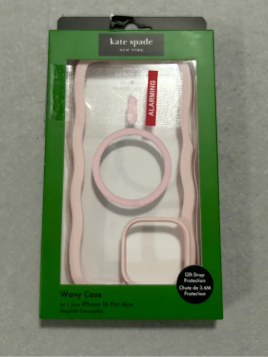 Kate Spade New York iPhone 16 PRO MAX MagSafe Case, Pink Wavy (Clear) NWT