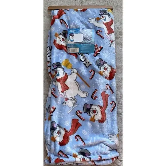 Christmas Frosty‎ The Snowman Jolly Fun Cloud Throw Blanket 60 X 70” Candy Cane