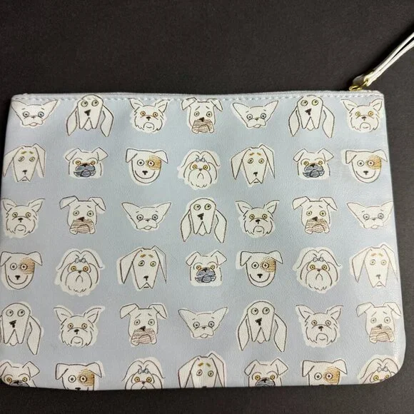 NWOT Fringe Cosmetic Make Up Bag Dog Portraits