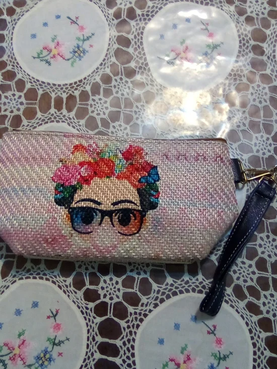 Woven Floral  Wristlet Pouch - Pink Multicolor ( Casa )