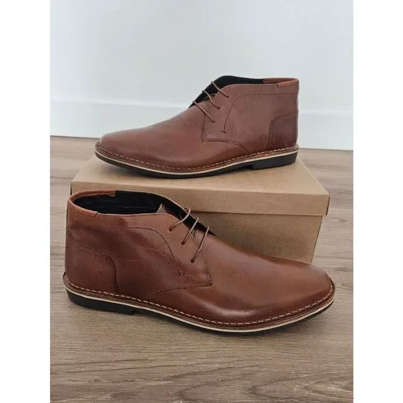 Steve Madden Men's Harken Leather Chukka Boots Cognac Size 16
