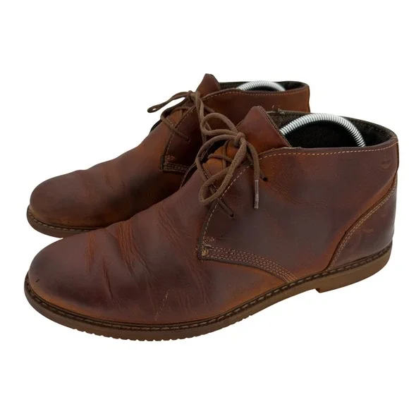 Timberland Larchmont Chukka Boots Brown Full Grain Leather Lace Up‎ Mens 9.5