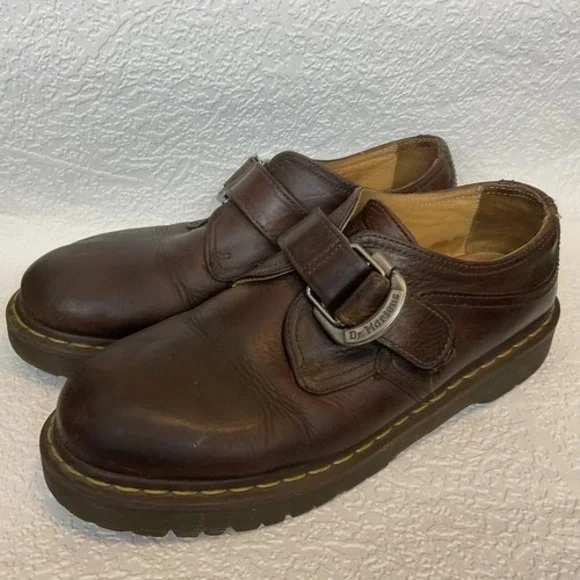 Vintage Dr. Martens 8314 Brown Monk Strap‎ Chunky Shoes Men 11M China Leather