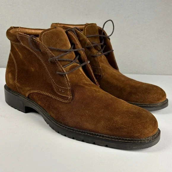 Johnston & Murphy 20-9416 Suede Chukka Boots 9.5M Brown Lace Up Lug Sole
