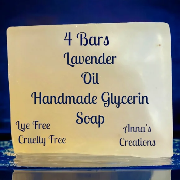 4 Handcrafted Anna's Creations Lavender Honey Glycerin Bar Soap Cruelty/Lye Free