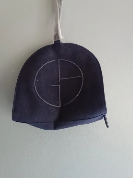 Giorgio Armani Parfums Navy Blue Canvas Cosmetic Bag Pouch GA Logo