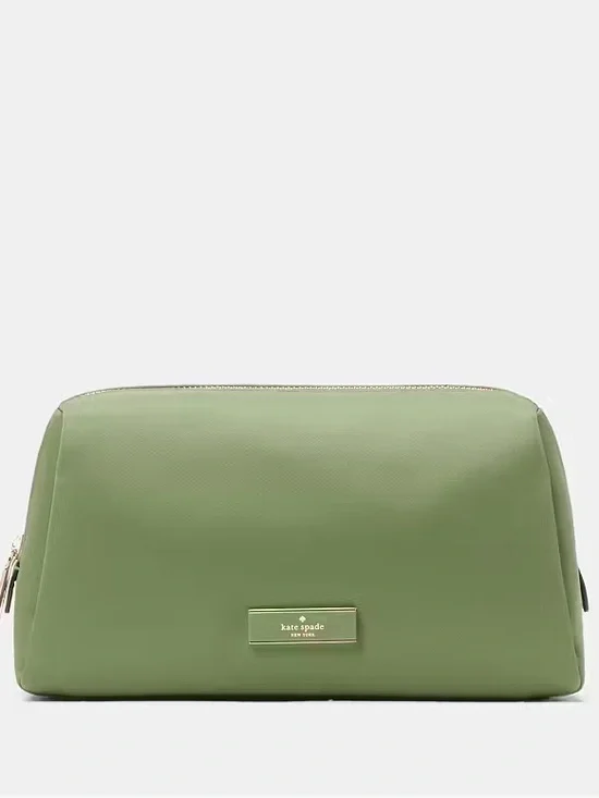 NWT Kate Spade Carter Nylon Cosmetic Pouch in Cedar Stand Green