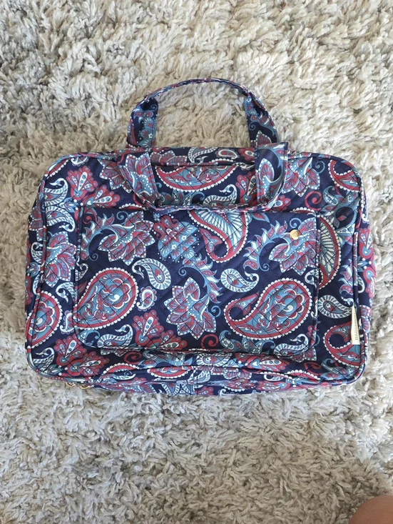 Quilted Paisley Carry Bag in Navy and Red