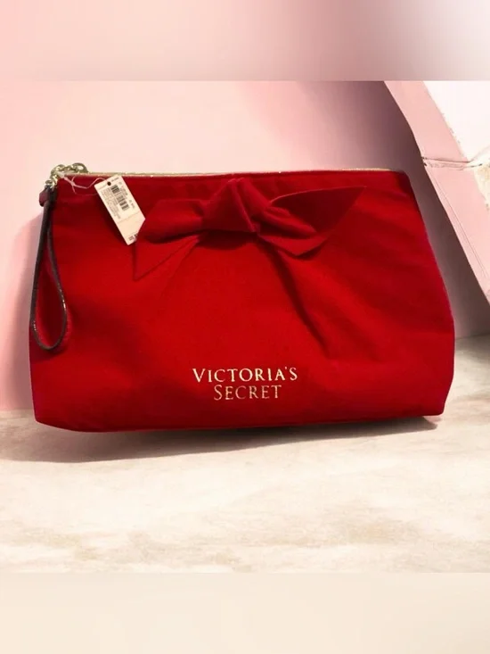 Victoria's Secret Red Velvet Bow Cosmetic Clutch