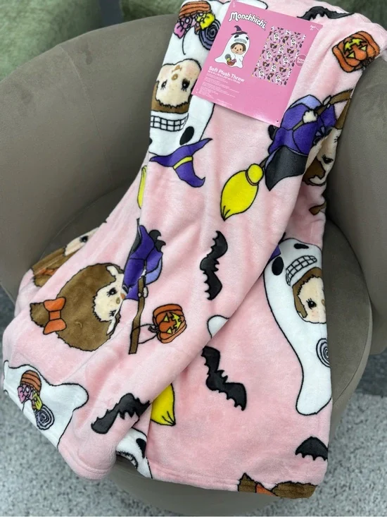 Monchhichi Pink Halloween Plush Throw Blanket
