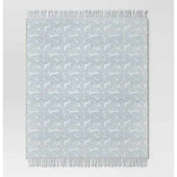 Target Woven Jacquard Bunny Easter Throw Blanket Blue Threshold™