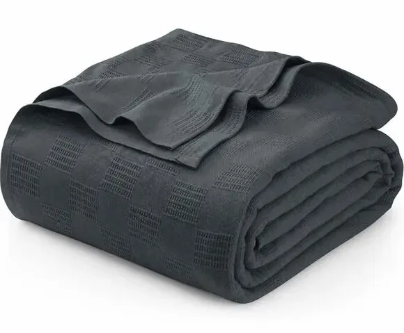 Utopia Bedding 100% Cotton Thermal Blanket Full Size Smoke Gray‎ 90x84