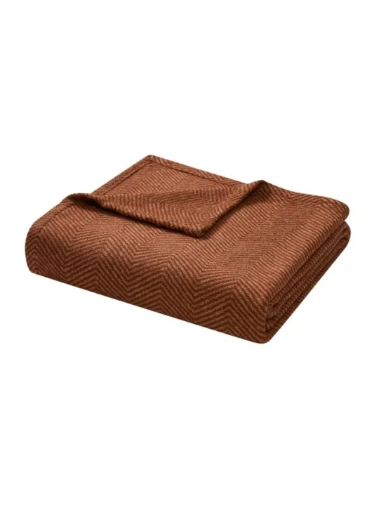 Beautiful by Drew Barrymore Rust Woven Herringbone Throw by Drew Barrymore, 50