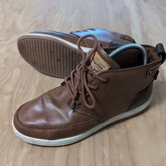 Levis‎ Mens Atwater Chukka Boots Solid Brown Lace Up Moc Toe Ankle Size 9 Men