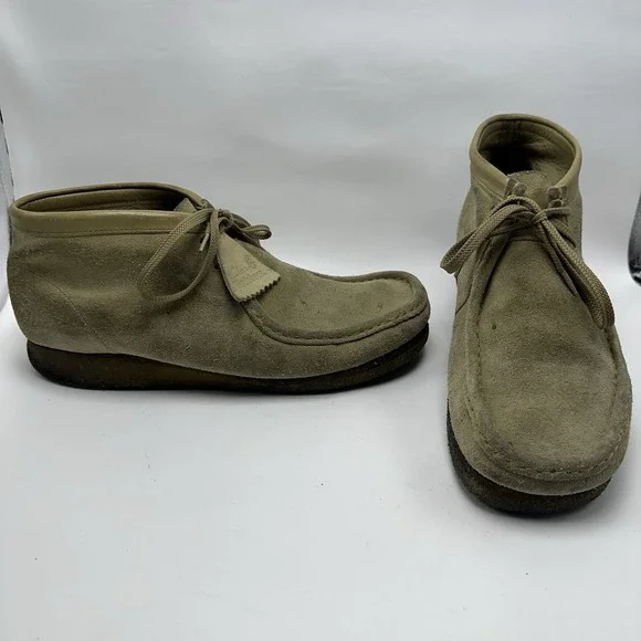 Clark's Wallabee Men's Chukka Boot 10.5 Beige Suede Leather‎ Originals Shoes