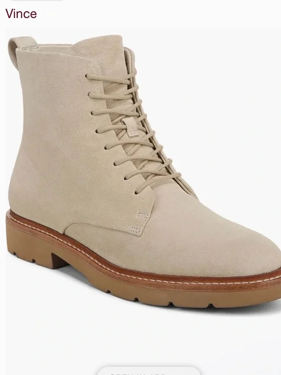 12. Vince $250 Rae Biscotti Su Suede Lace-Up Ankle Boots
