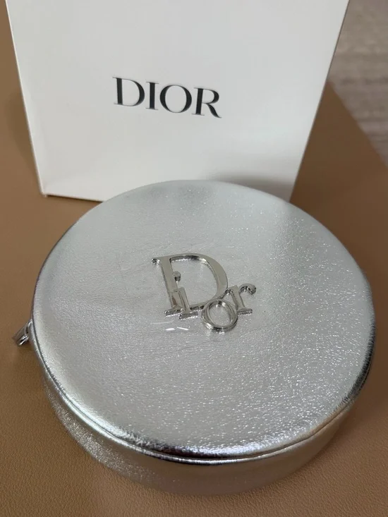 Dior GWP Metallic Silver Zippered Pouch