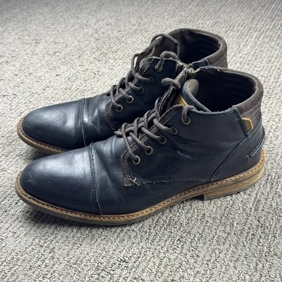 Bull Boxer Mens 42 US 9 Holten Boot Chukka Leather Zip Lace Up Black