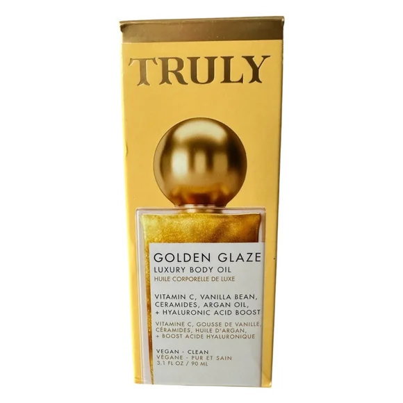 NEW! TRULY Golden Glaze Luxury Body Oil 3.1 Oz / 90 ml Vitamin C Argon Oil Vegan