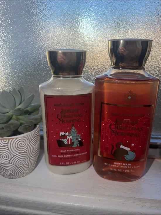 Bath & Body Works Bright Christmas Morning Body Wash & Lotion - Red