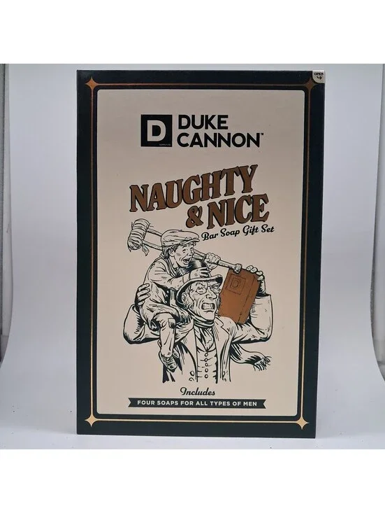 Duke Cannon Naughty & Nice 4 Piece Bar Soap Gift Set Holiday Mens New