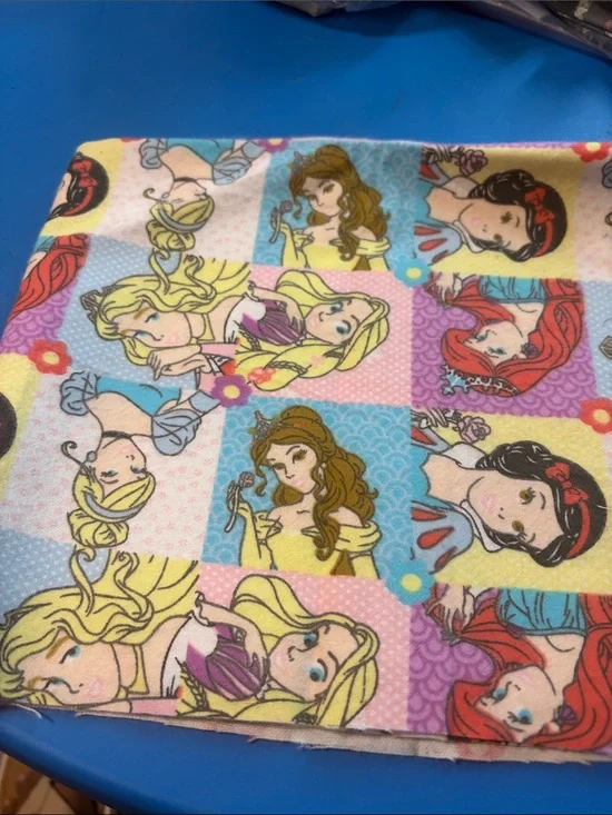 Disney Princess fabric -Pink Blue Yellow Purple