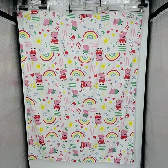Peppa Pig Rainbow Sunshine White Polyester Fabric Panel 44x58 Cartoon Playroom