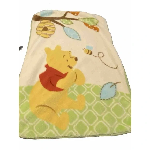 Disney Baby Blanket Winnie the Pooh Plush Bee Leaves Hive