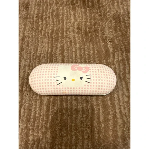 Vintage 1976 Hello Kitty‎ Glasses Case Pink White Checkered Pattern Cute Kawaii