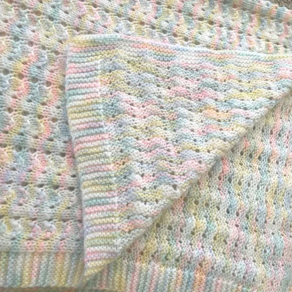 Handmade Crochet Baby Blanket‎ Afghan Soft Pastel Colors 42x42 Swaddle Lap Throw