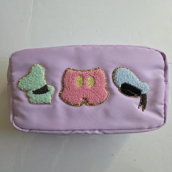 Pastel Cosmetic Bag with Embroidered Disney Accents