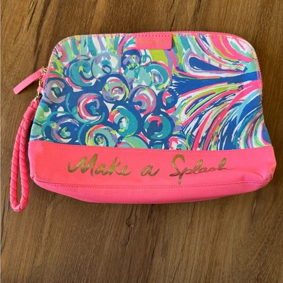 Lilly Pulitzer Make A Splash Waterproof Zip Up Beach Pouch Cosmetic Case
