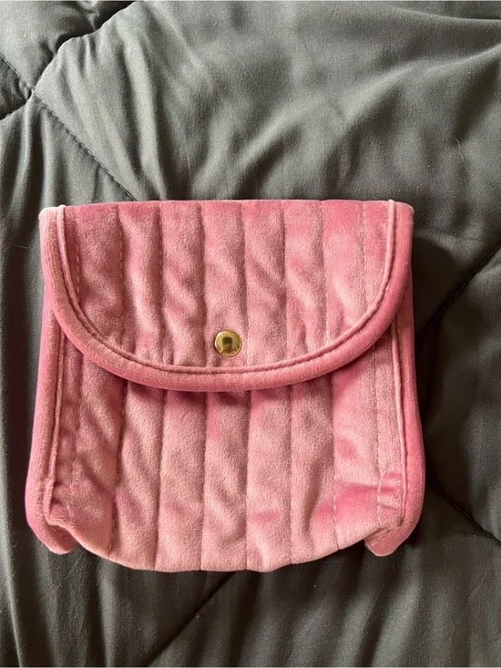 NWOT Sezane Pink Quilted Velvet Pouch 6.5 x 6.5