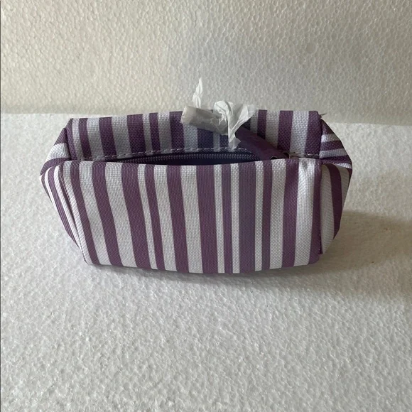 Estée Lauder Purple and White Striped Cosmetic Bag 5x3 new