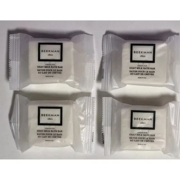 4 BEEKMAN 1802 Goat Milk Bath Bars 2 oz Fresh Air Individually Sealed Sanitary