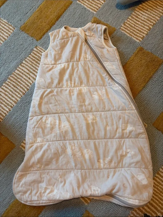 Light Gray Quilted Burts Bees Sleep Sack with Side Zipper