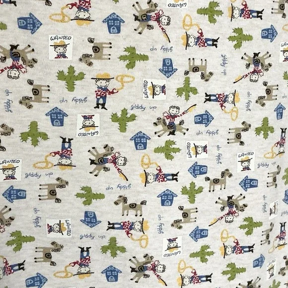 Koala Baby Blanket‎ Vintage Beige Security Cowboy Horse Western Giddy Up Boots