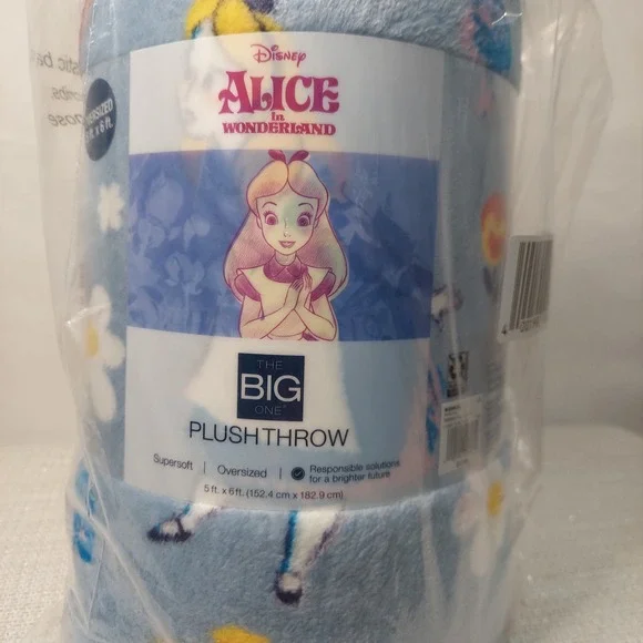Disney Alice in Wonderland The Big One‎ Plush Throw Blanket Blue Oversized 5x6ft