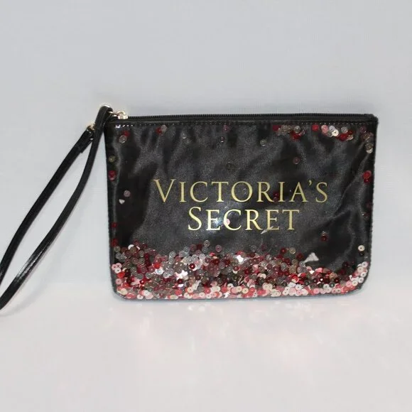 Victoria Secret Black Sequin Cosmetic Bag