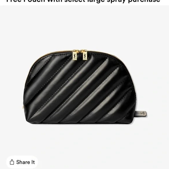 Yves Saint Laurent Black Quilted Cosmetic Bag