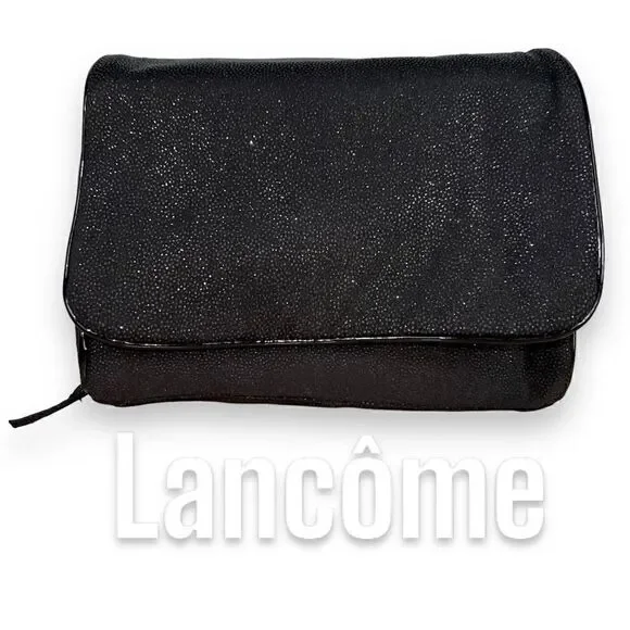Lancôme, Black Glitter Make up Cosmetics Travel Pouch Zip Top & Flap Closure