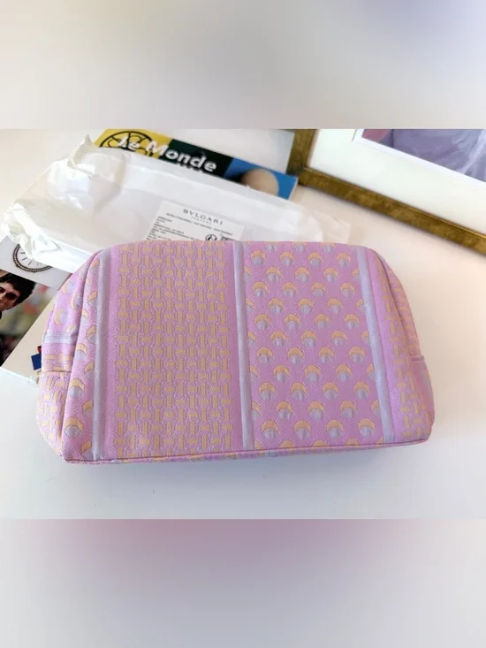 Bvlgari Pink Tweed Zip Cosmetic Bag